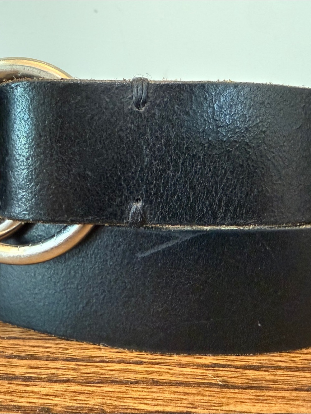 Vintage 80’s J. Crew Black Leather Double-Ring Belt with Silver Hardware - Picture 11 of 11